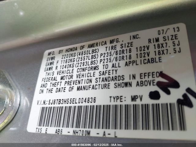 5J8TB3H55EL004836 Acura RDX