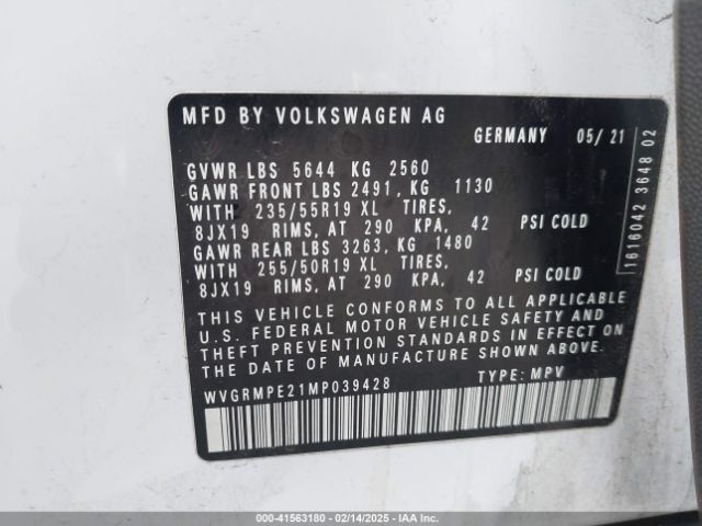WVGRMPE21MP039428 Volkswagen ID.4 PRO