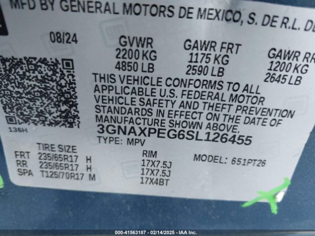3GNAXPEG6SL126455 Chevrolet Equinox Awd Lt