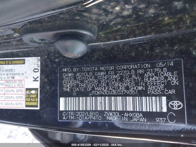 Toyota Prius Five 2014 JTDKN3DU3E0379351 Image 9