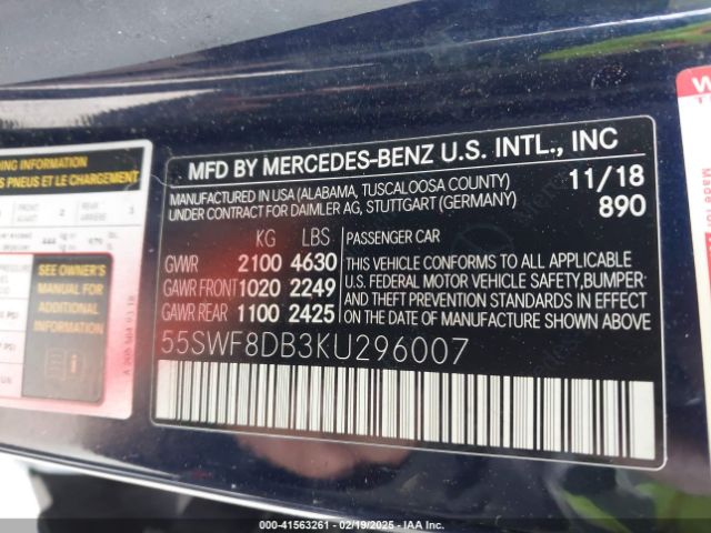55SWF8DB3KU296007 Mercedes-Benz C 300