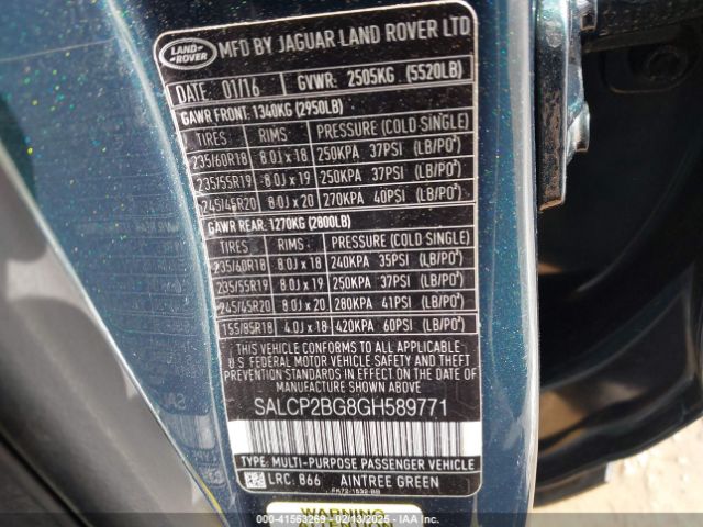 SALCP2BG8GH589771 Land Rover Discovery Sport Se