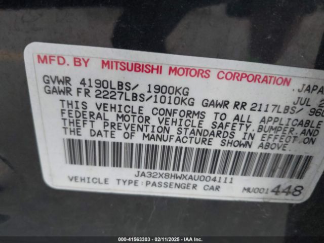 2010 MITSUBISHI LANCER SPORTBACK JA32X8HWXAU004111 Photo 8