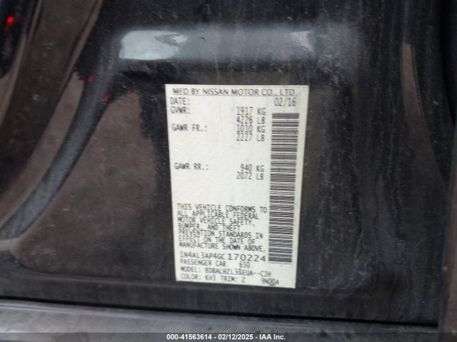 1N4AL3AP4GC170224 Nissan Altima 2.5 Sr