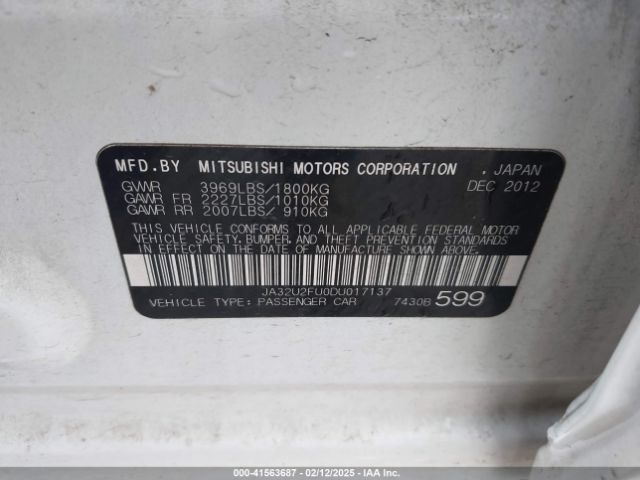 2013 MITSUBISHI LANCER JA32U2FU0DU017137 Photo 8