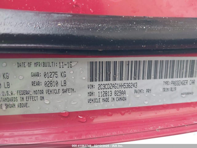 2C3CDZAG1HH536243 Dodge Challenger Sxt Plus