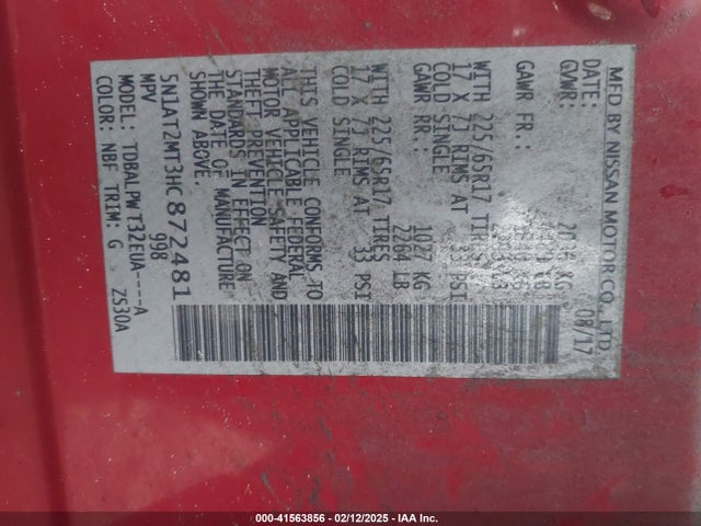 5N1AT2MT3HC872481 Nissan ROGUE S