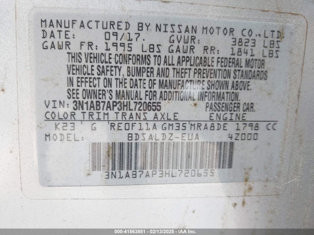 Nissan SENTRA SV 2017 3N1AB7AP3HL720655 Image 9