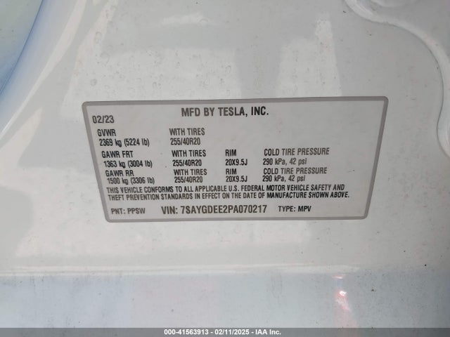 2023 TESLA MODEL Y 7SAYGDEE2PA070217 Photo 8