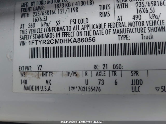 Ford Transit-250 2017 1FTYR2CM0HKA86056 Image 9