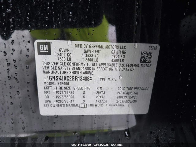 Chevrolet Suburban Ltz 2016 1GNSKJKC2GR134084 Image 9