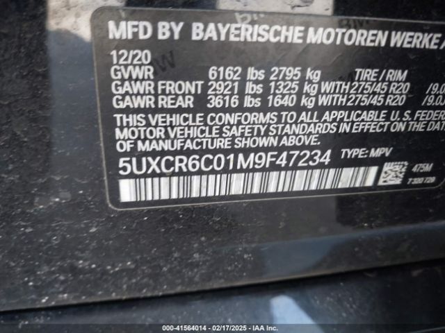 5UXCR6C01M9F47234 BMW X5 Xdrive40i