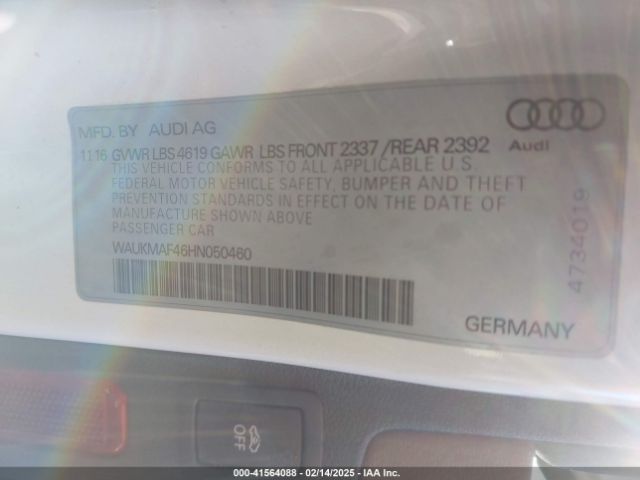 WAUKMAF46HN050460 Audi A4 2.0t Season Of Audi Ultra Premium