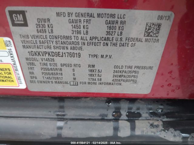 1GKKVPKD9EJ176019 GMC Acadia Sle-2