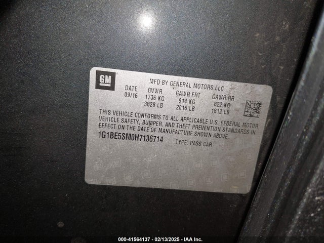 1G1BE5SM0H7136714 Chevrolet Cruze Lt Auto