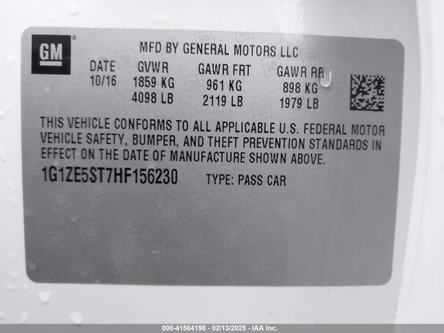 Chevrolet MALIBU 1LT 2017 1G1ZE5ST7HF156230 Image 9