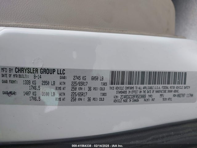 Dodge Grand Caravan Sxt 2015 2C4RDGCG9FR523089 Image 9
