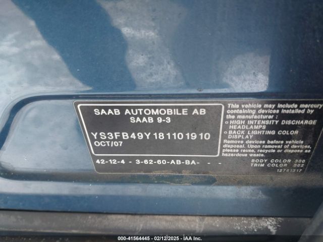 2008 SAAB 9-3 YS3FB49Y181101910 Photo 8