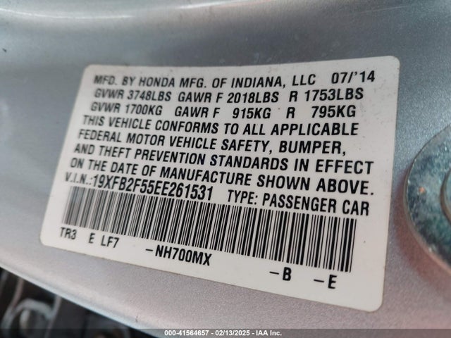 Honda Civic Lx 2014 19XFB2F55EE261531 Image 9