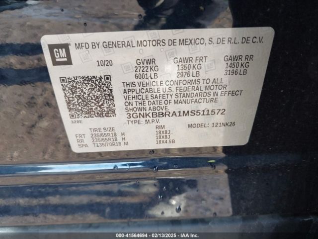 3GNKBBRA1MS511572 Chevrolet Blazer Fwd 1lt