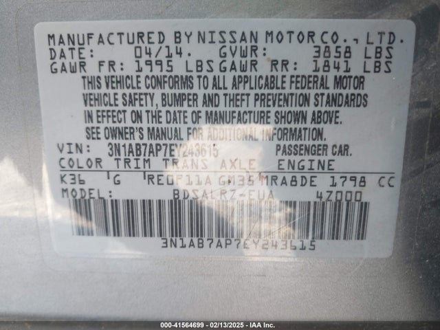 Nissan Sentra 2014 3N1AB7AP7EY243615 Image 9