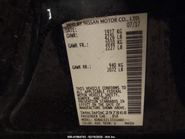 1N4AL3AP1HC297868 Nissan Altima 2.5 S
