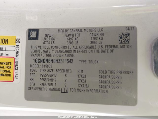 1GCNCNEH0HZ311542 Chevrolet Silverado 1500 Wt