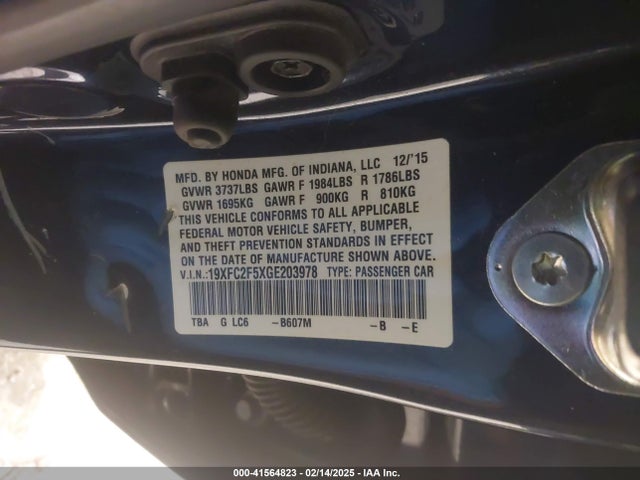 Honda Civic Lx 2016 19XFC2F5XGE203978 Image 9
