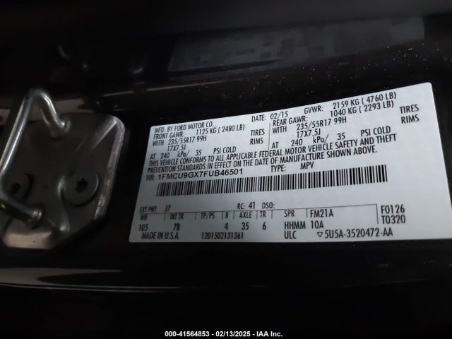 Ford ESCAPE SE 2015 1FMCU9GX7FUB46501 Image 9