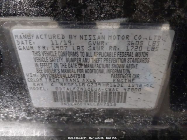 3N1CN8EV4LL847518 Nissan Versa Sv Xtronic Cvt