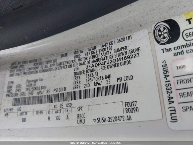 3FADP4FJ2GM169227 Ford Fiesta Titanium