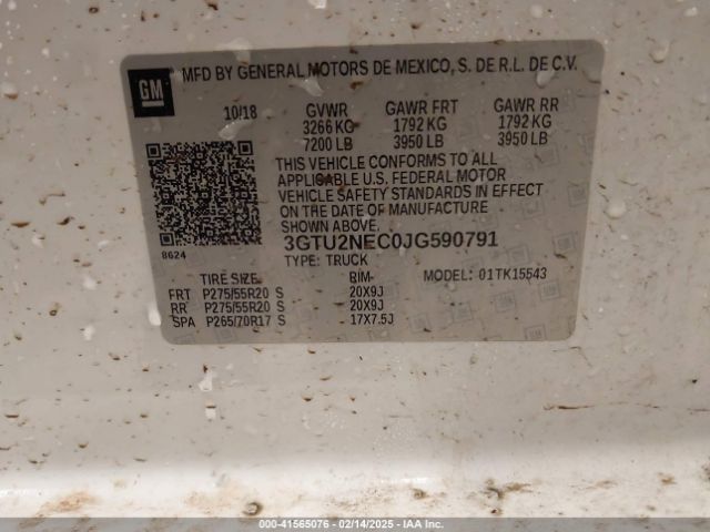 3GTU2NEC0JG590791 GMC Sierra 1500 Slt