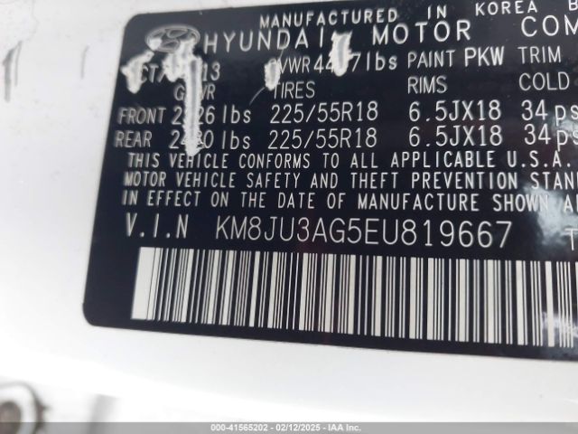 KM8JU3AG5EU819667 Hyundai Tucson Limited