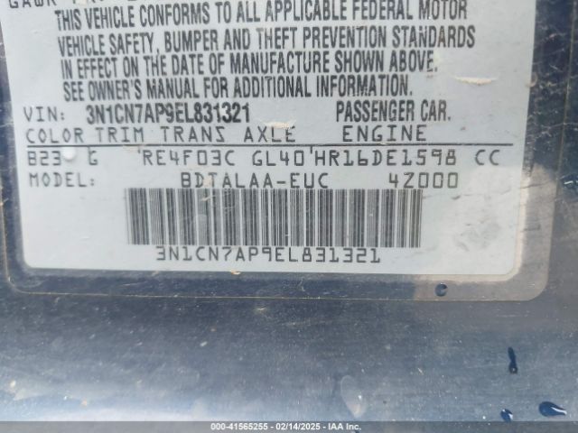 3N1CN7AP9EL831321 Nissan Versa 1.6 S