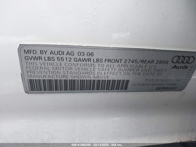2006 AUDI A6 WAUKH74F46N159881 Photo 8