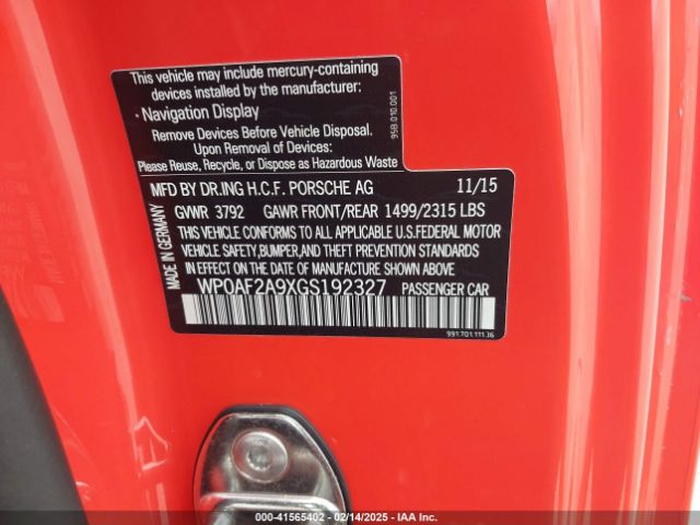 2016 PORSCHE 911 WP0AF2A9XGS192327 Photo 8