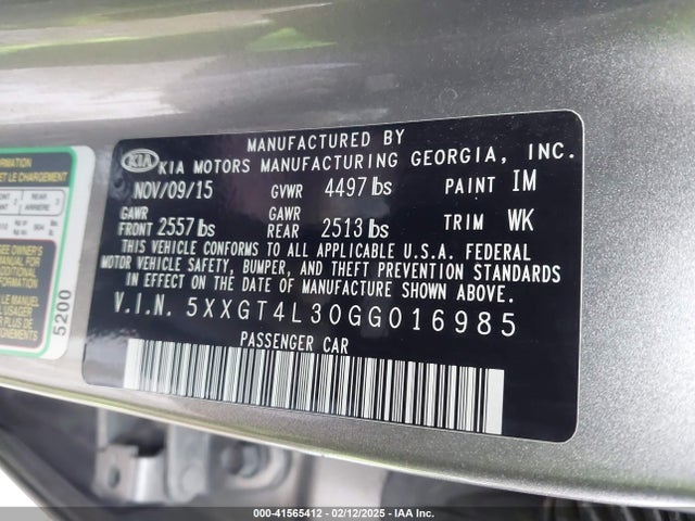 KIA Optima Lx 2016 5XXGT4L30GG016985 Image 9