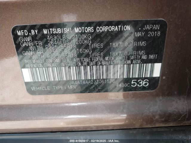 2018 MITSUBISHI ECLIPSE CROSS JA4AT4AA2JZ061576 Photo 8