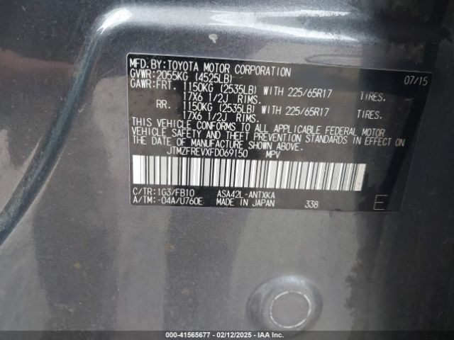 JTMZFREVXFD069150 Toyota RAV4 LE