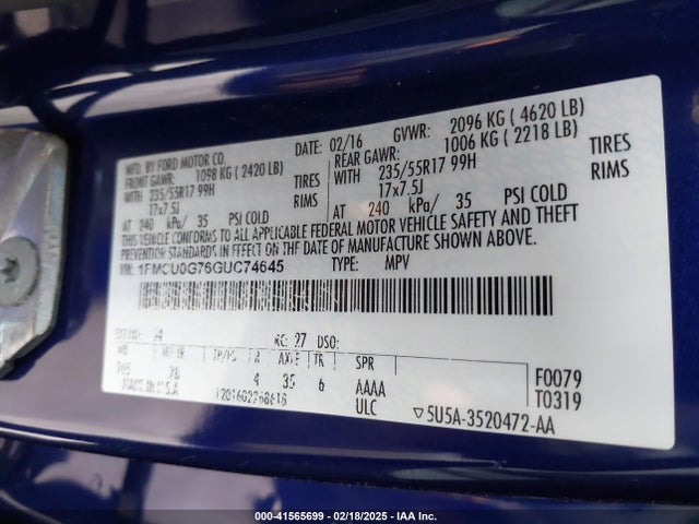 Ford ESCAPE SE 2016 1FMCU0G76GUC74645 Image 9