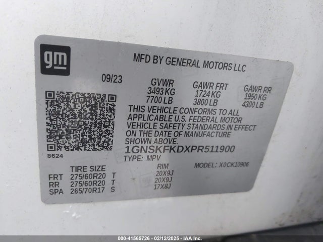 1GNSKFKDXPR511900 Chevrolet Suburban 4wd Premier