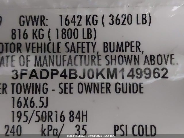 Ford FIESTA SE 2019 3FADP4BJ0KM149962 Image 9
