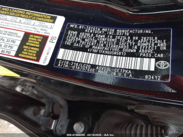4T1BF1FK9GU585813 Toyota CAMRY XSE