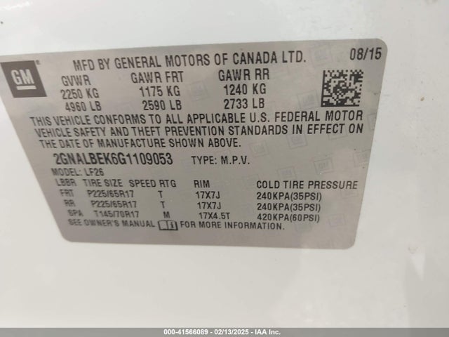 Chevrolet EQUINOX LS 2016 2GNALBEK6G1109053 Image 9