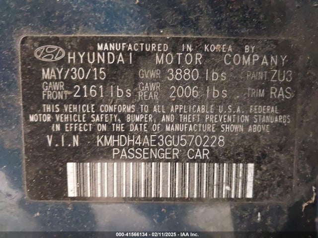 Hyundai ELANTRA SE 2016 KMHDH4AE3GU570228 Image 9