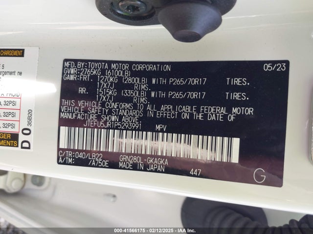 JTEFU5JR1P5293991 Toyota 4runner Sr5 Premium