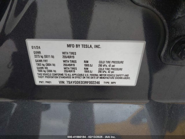 2024 TESLA MODEL Y 7SAYGDED3RF002246 Photo 8