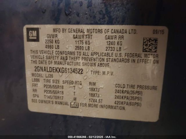 2GNALDEKXG6134522 Chevrolet Equinox Ltz