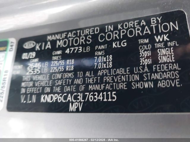 KNDP6CAC3L7634115 KIA SPORTAGE S