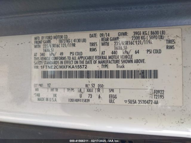 1FTNE2CMXFKA15572 Ford Transit-150